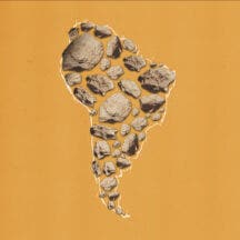 a collection of rocks in the shape of south america on a designed background