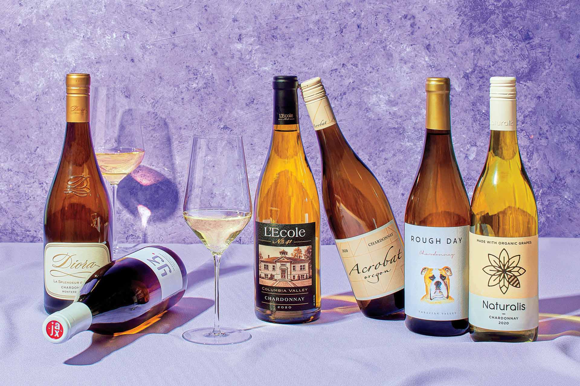Bottles of well priced chardonnay.